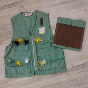Walker Men's Classic Vintage Green Fly Fishing Vest with Pockets Small